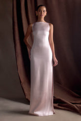 Violet Sleeveless Satin Maxi Dress - Soft Pink