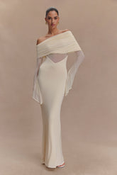 Kaitlin One Shoulder Slinky And Mesh Maxi Dress - Ivory