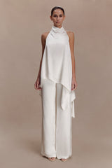 Sydney Straight Leg Satin Pants - Ivory