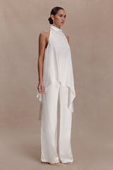 Sydney Straight Leg Satin Pants - Ivory