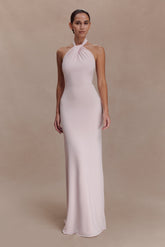 Elyna Slinky Halter Maxi Dress - Pale Pink