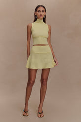 Indy Pointelle Knit Mini Skirt - Lemon