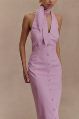 Simona Halter Neck Midi Dress - Blush Pink