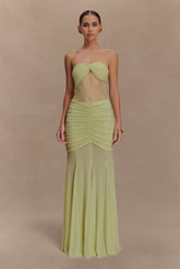 Khadijah Lace And Mesh Maxi Dress - Sage