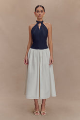 Ashwin Denim Cotton Midi Dress - Indigo Blue