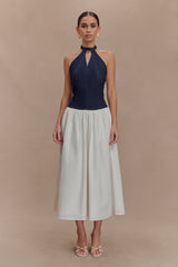 Ashwin Denim Cotton Midi Dress - Indigo Blue