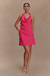 Gwenda Satin Floral Mini Dress - Dragonfruit