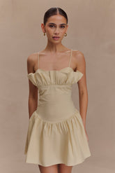 Janis Cotton Frill Mini Dress - Nude