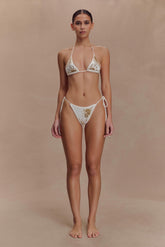 Huntleigh Crochet Bikini Bottom - White & Gold Sunshine Print