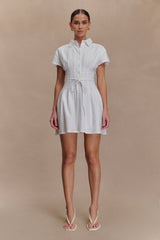 Aysha Buttoned Linen Mini Dress - White