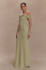 Ashford Asymmetrical Slinky Maxi Dress - Sage