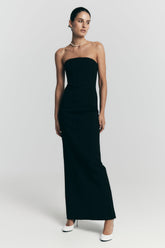 Kalila Strapless Crepe Maxi Dress - Black