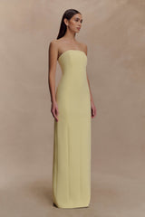 Kalila Strapless Crepe Maxi Dress - Lemon