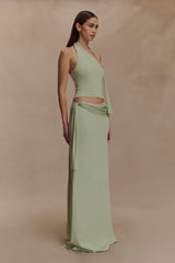 Bowie Low Rise Knit Maxi Skirt - Pastel Green