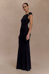 Kinsley Slinky Maxi Dress With Hardware - Black