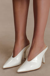 Emerson Patent Faux Leather Point Heel - Ivory