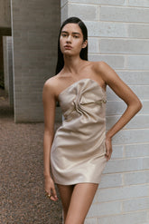 Annette Linen Mini Dress - Gold