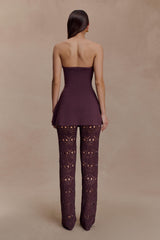 Trena Crochet Knit Pants - Chocolate