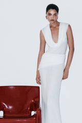 Giulia Chiffon Draped Maxi Dress - White