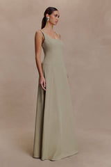 Salma Drop Waist Cotton Maxi Dress - Sage