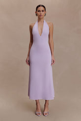 Genie Slinky Halter Midi Dress - Lilac