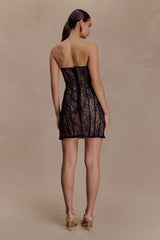 Jeannette Panelled Lace Mini Dress - Black