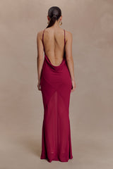 Nerea Slip Halter Maxi Dress - Cherry Red