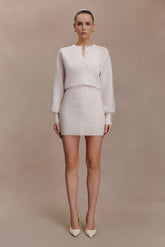 Xaden Wool Mix Knit Mini Dress - Oat Marle