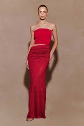 Jasiel Strapless Knit Maxi Dress - Red