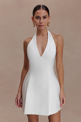 Nelly Halter Neck Cotton Mini Dress - White