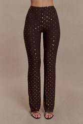 Jackie Diamante Straight Leg Pants - Chocolate