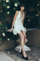 Willowmena Halter Neckline Mini Dress With Tubed Hem - White