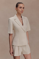 Martine Short Sleeve Linen Top - Natural