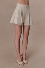 Martine Pleated Linen Short - Natural