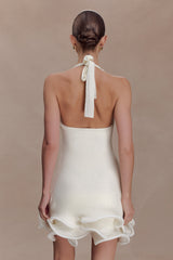 Willowmena Halter Neckline Mini Dress With Tubed Hem - White