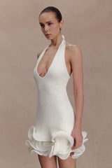 Willowmena Halter Neckline Mini Dress With Tubed Hem - White