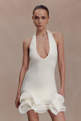 Willowmena Halter Neckline Mini Dress With Tubed Hem - White