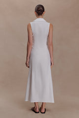 Dante Ruched Linen Midi Dress - White