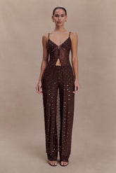 Jackie Longline Diamante Top - Chocolate
