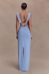 Galilea Crepe Draped Maxi Dress - Cornflower Blue