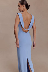 Galilea Crepe Draped Maxi Dress - Cornflower Blue