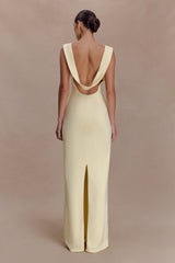 Galilea Crepe Draped Maxi Dress - Lemon