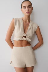 Anahita Linen Short - Natural