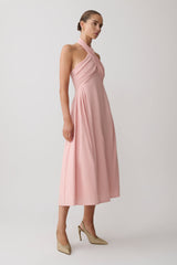 Rosie Linen Halter Midi Dress - Pink