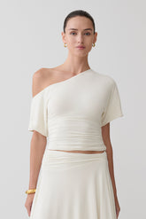 Luu Off Shoulder Slinky Top - Ivory