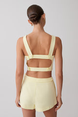 Josephine Crop Top With Open Back - Lemon