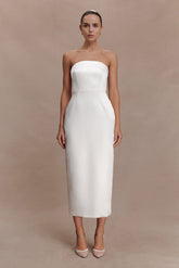 Ophelia Peplum Satin Maxi Dress - Ivory