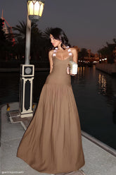 Darling Linen Maxi Dress - Chocolate