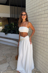 Scottie Gathered Linen Knot Maxi Skirt - Oat Marle