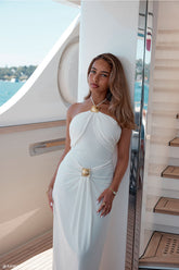 Quincy Halter Maxi Dress With Hardware - Ivory